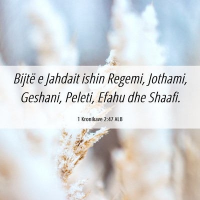Picture 06 - 1 Kronikave 2:47 ALB - Bijtë e Jahdait ishin Regemi, Jothami, Geshani, - Bible Verse Picture