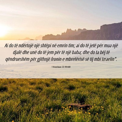 Picture 06 - 1 Kronikave 22:10 ALB - Ai do të ndërtojë një shtëpi në emrin tim; - Bible Verse Picture