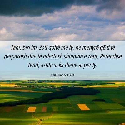Picture 06 - 1 Kronikave 22:11 ALB - Tani, biri im, Zoti qoftë me ty, në mënyrë - Bible Verse Picture