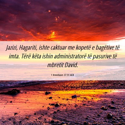 Picture 06 - 1 Kronikave 27:31 ALB - Jazizi, Hagariti, ishte caktuar me kopetë e - Bible Verse Picture