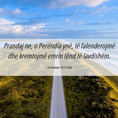 Picture 06 - 1 Kronikave 29:13 ALB - Prandaj ne, o Perëndia ynë, të falenderojmë - Bible Verse Picture