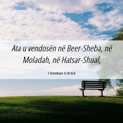 Picture 06 - 1 Kronikave 4:28 ALB - Ata u vendosën në Beer-Sheba, në Moladah, në - Bible Verse Picture