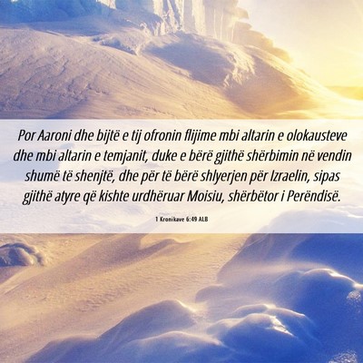 Picture 06 - 1 Kronikave 6:49 ALB - Por Aaroni dhe bijtë e tij ofronin flijime mbi - Bible Verse Picture