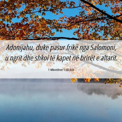 Picture 06 - 1 Mbretërve 1:50 ALB - Adonijahu, duke pasur frikë nga Salomoni, u - Bible Verse Picture