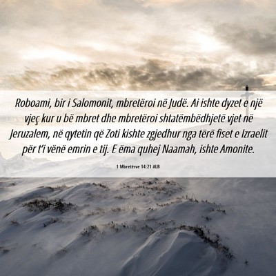 Picture 06 - 1 Mbretërve 14:21 ALB - Roboami, bir i Salomonit, mbretëroi në Judë. - Bible Verse Picture