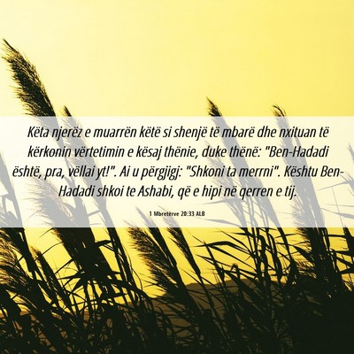 Picture 06 - 1 Mbretërve 20:33 ALB - Këta njerëz e muarrën këtë si shenjë të - Bible Verse Picture