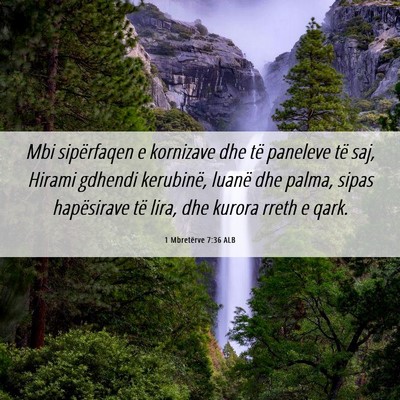 Picture 06 - 1 Mbretërve 7:36 ALB - Mbi sipërfaqen e kornizave dhe të paneleve të - Bible Verse Picture