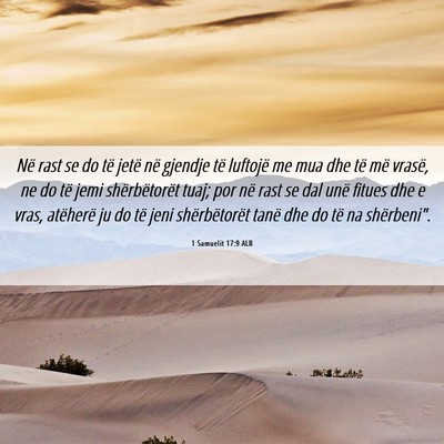 Picture 06 - 1 Samuelit 17:9 ALB - Në rast se do të jetë në gjendje të luftojë - Bible Verse Picture