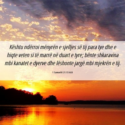 Picture 06 - 1 Samuelit 21:13 ALB - Kështu ndërroi mënyrën e sjelljes së tij - Bible Verse Picture