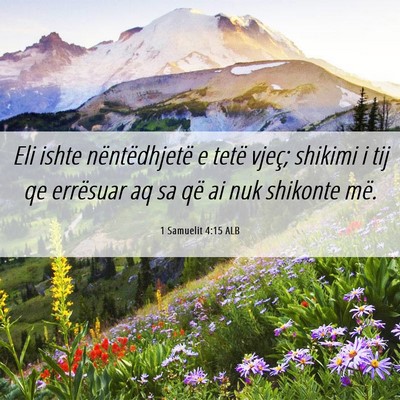 Picture 06 - 1 Samuelit 4:15 ALB - Eli ishte nëntëdhjetë e tetë vjeç; shikimi i - Bible Verse Picture
