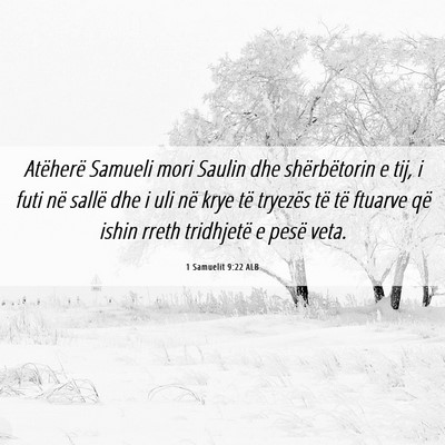 Picture 06 - 1 Samuelit 9:22 ALB - Atëherë Samueli mori Saulin dhe shërbëtorin e - Bible Verse Picture