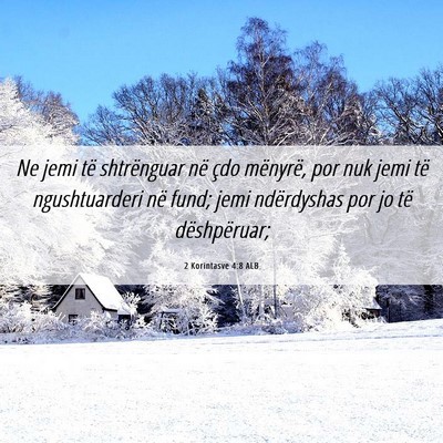 Picture 06 - 2 Korintasve 4:8 ALB - Ne jemi të shtrënguar në çdo mënyrë, por - Bible Verse Picture