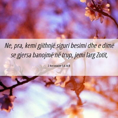 Picture 06 - 2 Korintasve 5:6 ALB - Ne, pra, kemi gjithnjë siguri besimi dhe e dimë - Bible Verse Picture