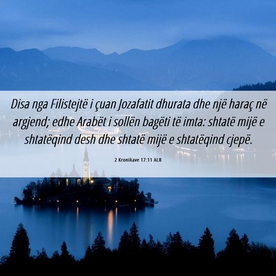 Picture 06 - 2 Kronikave 17:11 ALB - Disa nga Filistejtë i çuan Jozafatit dhurata - Bible Verse Picture