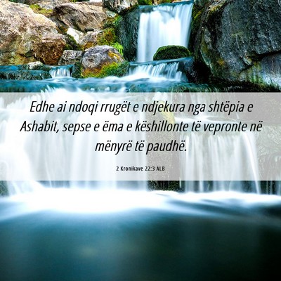 Picture 06 - 2 Kronikave 22:3 ALB - Edhe ai ndoqi rrugët e ndjekura nga shtëpia e - Bible Verse Picture