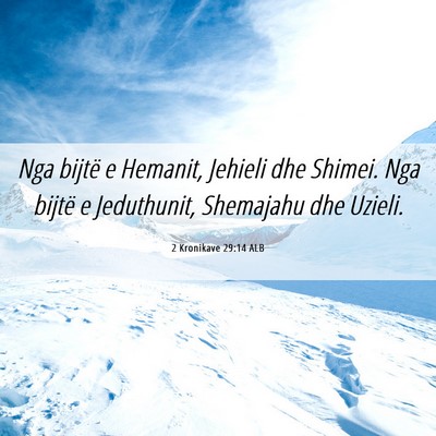 Picture 06 - 2 Kronikave 29:14 ALB - Nga bijtë e Hemanit, Jehieli dhe Shimei. Nga - Bible Verse Picture