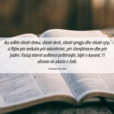 Picture 06 - 2 Kronikave 29:21 ALB - Ata sollën shtatë dema, shtatë desh, shtatë - Bible Verse Picture