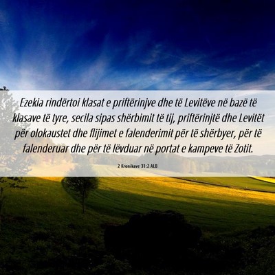 Picture 06 - 2 Kronikave 31:2 ALB - Ezekia rindërtoi klasat e priftërinjve dhe të - Bible Verse Picture