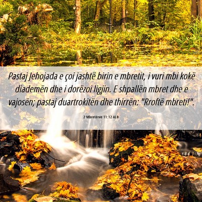 Picture 06 - 2 Mbretërve 11:12 ALB - Pastaj Jehojada e çoi jashtë birin e mbretit, i - Bible Verse Picture