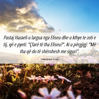 Picture 06 - 2 Mbretërve 8:14 ALB - Pastaj Hazaeli u largua nga Eliseu dhe u kthye te - Bible Verse Picture