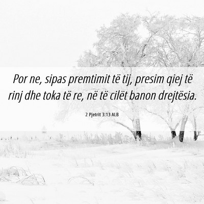 Picture 06 - 2 Pjetrit 3:13 ALB - Por ne, sipas premtimit të tij, presim qiej të - Bible Verse Picture
