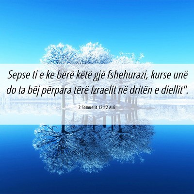 Picture 06 - 2 Samuelit 12:12 ALB - Sepse ti e ke bërë këtë gjë fshehurazi, - Bible Verse Picture