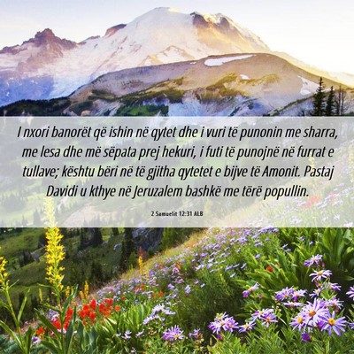 Picture 06 - 2 Samuelit 12:31 ALB - I nxori banorët që ishin në qytet dhe i vuri - Bible Verse Picture