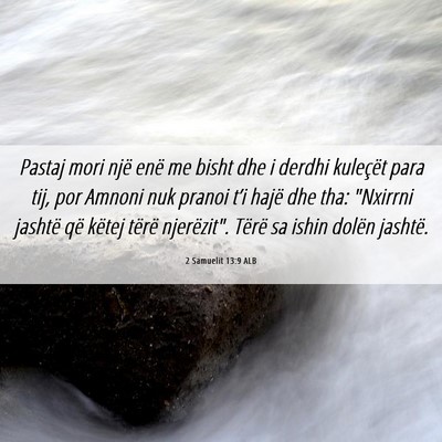 Picture 06 - 2 Samuelit 13:9 ALB - Pastaj mori një enë me bisht dhe i derdhi - Bible Verse Picture