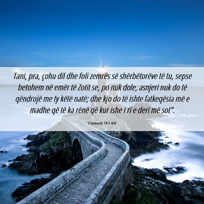 Picture 06 - 2 Samuelit 19:7 ALB - Tani, pra, çohu dil dhe foli zemrës së - Bible Verse Picture