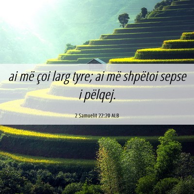 Picture 06 - 2 Samuelit 22:20 ALB - ai më çoi larg tyre; ai më shpëtoi sepse i - Bible Verse Picture