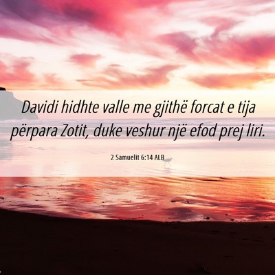 Picture 06 - 2 Samuelit 6:14 ALB - Davidi hidhte valle me gjithë forcat e tija - Bible Verse Picture