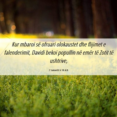 Picture 06 - 2 Samuelit 6:18 ALB - Kur mbaroi së ofruari olokaustet dhe flijimet e - Bible Verse Picture