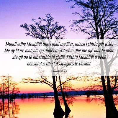 Picture 06 - 2 Samuelit 8:2 ALB - Mundi edhe Moabitët dhe i mati me litar, mbasi i - Bible Verse Picture