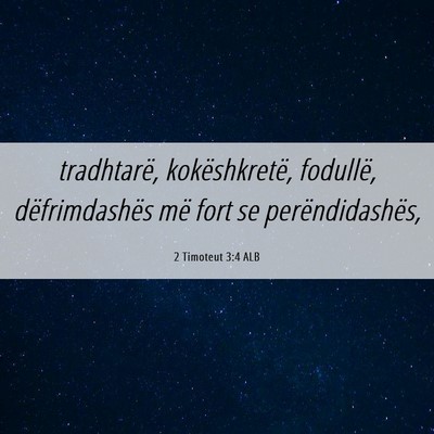 Picture 06 - 2 Timoteut 3:4 ALB - tradhtarë, kokëshkretë, fodullë, - Bible Verse Picture