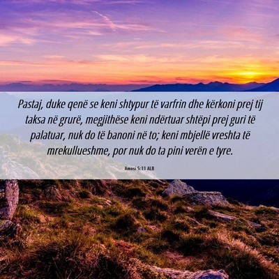 Picture 06 - Amosi 5:11 ALB - Pastaj, duke qenë se keni shtypur të varfrin - Bible Verse Picture