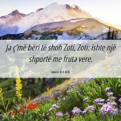 Picture 06 - Amosi 8:1 ALB - Ja ç’më bëri të shoh Zoti, Zoti: ishte një - Bible Verse Picture