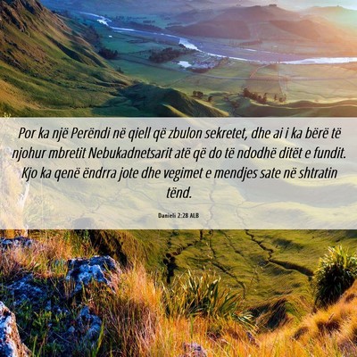Picture 06 - Danieli 2:28 ALB - Por ka një Perëndi në qiell që zbulon - Bible Verse Picture