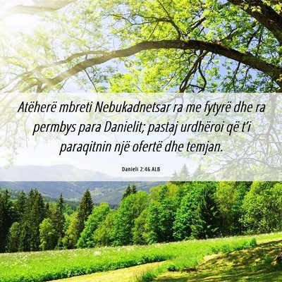 Picture 06 - Danieli 2:46 ALB - Atëherë mbreti Nebukadnetsar ra me fytyrë dhe - Bible Verse Picture