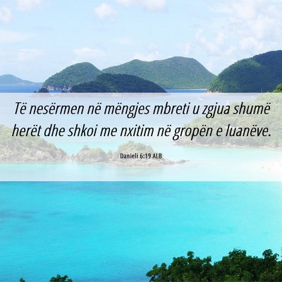 Picture 06 - Danieli 6:19 ALB - Të nesërmen në mëngjes mbreti u zgjua shumë - Bible Verse Picture