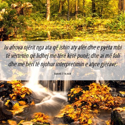 Picture 06 - Danieli 7:16 ALB - Iu afrova njërit nga ata që ishin aty afër dhe - Bible Verse Picture