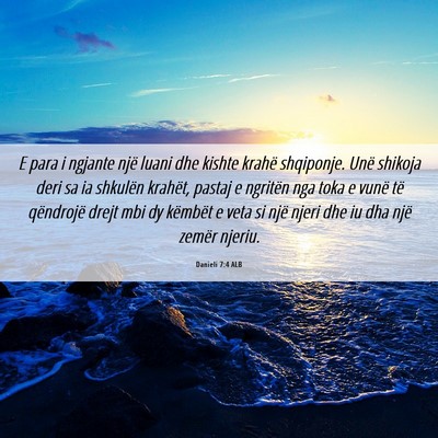 Picture 06 - Danieli 7:4 ALB - E para i ngjante një luani dhe kishte krahë - Bible Verse Picture
