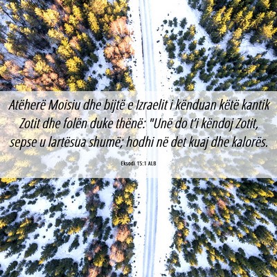 Picture 06 - Eksodi 15:1 ALB - Atëherë Moisiu dhe bijtë e Izraelit i kënduan - Bible Verse Picture
