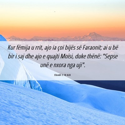 Picture 06 - Eksodi 2:10 ALB - Kur fëmija u rrit, ajo ia çoi bijës së - Bible Verse Picture
