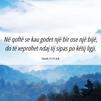 Picture 06 - Eksodi 21:31 ALB - Në qoftë se kau godet një bir ose një bijë, - Bible Verse Picture