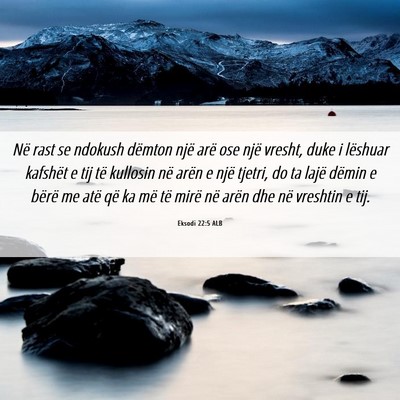 Picture 06 - Eksodi 22:5 ALB - Në rast se ndokush dëmton një arë ose një - Bible Verse Picture