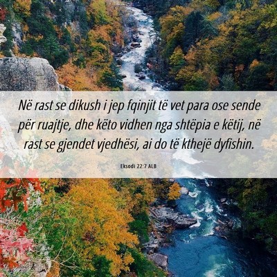 Picture 06 - Eksodi 22:7 ALB - Në rast se dikush i jep fqinjit të vet para ose - Bible Verse Picture