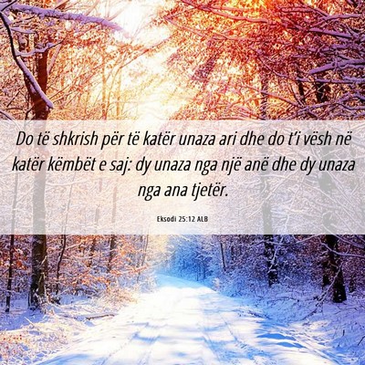 Picture 06 - Eksodi 25:12 ALB - Do të shkrish për të katër unaza ari dhe do - Bible Verse Picture
