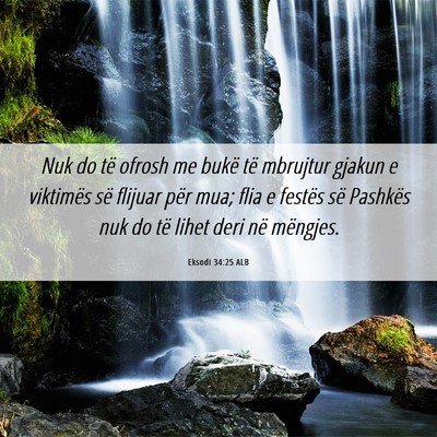 Picture 06 - Eksodi 34:25 ALB - Nuk do të ofrosh me bukë të mbrujtur gjakun e - Bible Verse Picture