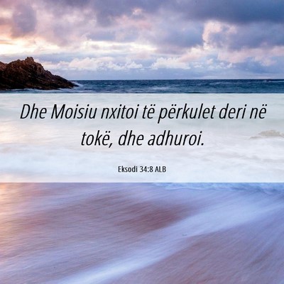 Picture 06 - Eksodi 34:8 ALB - Dhe Moisiu nxitoi të përkulet deri në tokë, - Bible Verse Picture