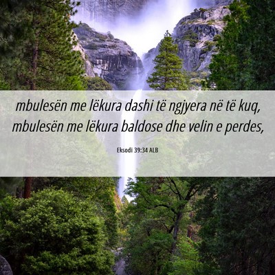 Picture 06 - Eksodi 39:34 ALB - mbulesën me lëkura dashi të ngjyera në të - Bible Verse Picture